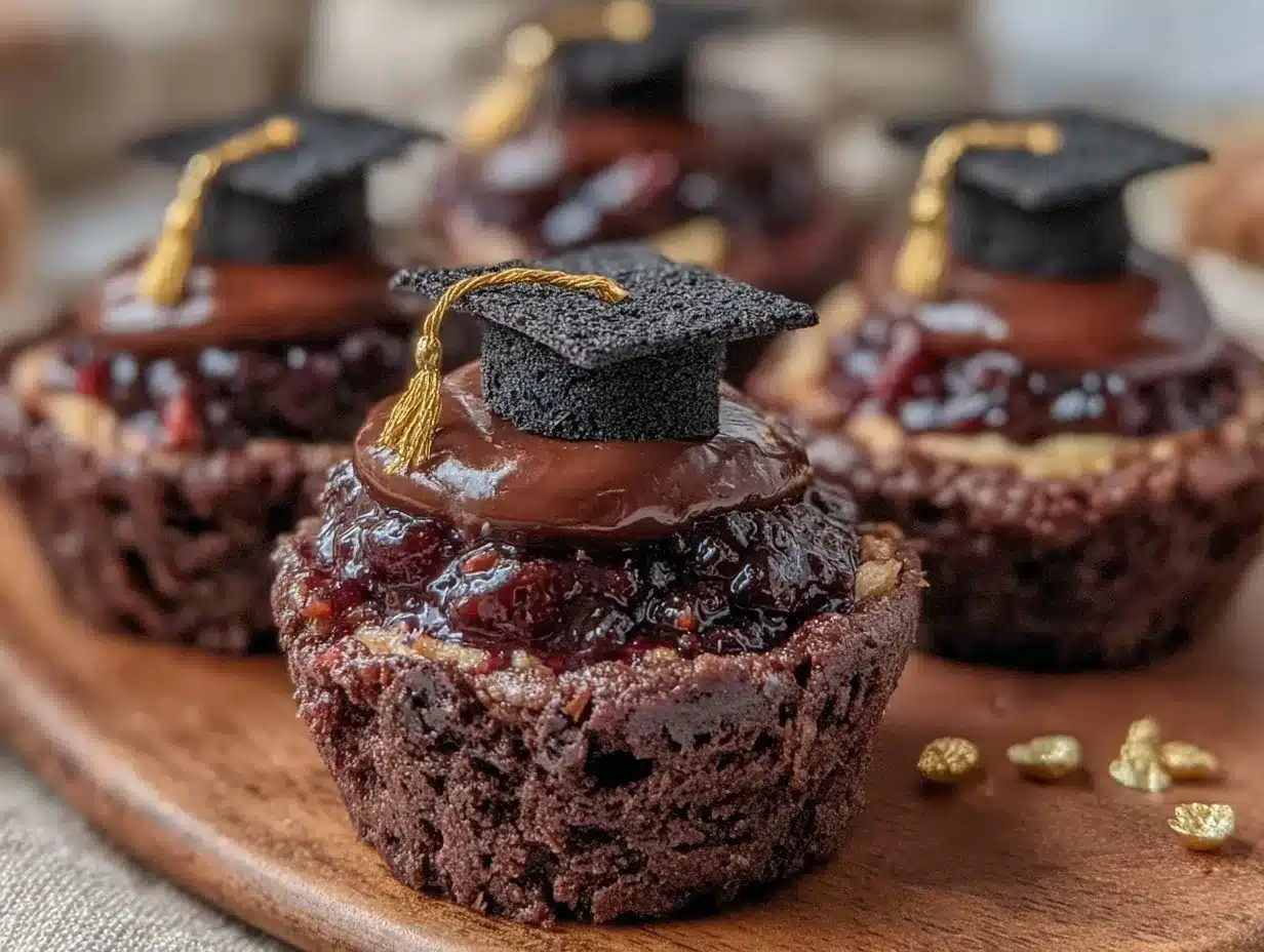 graduation cap brownie bites preparation steps