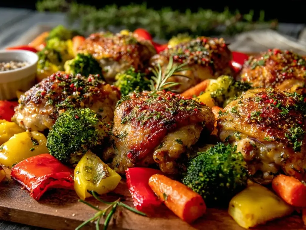 healthy gestational diabetes sheet pan chicken and veggies - featured image