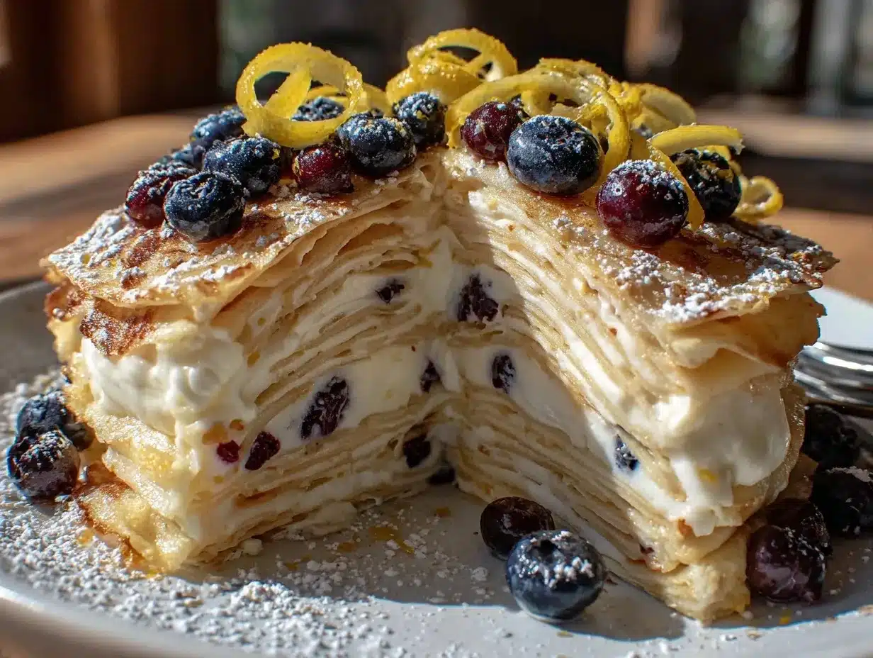lemon blueberry crepe cake preparation steps