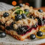 lemon blueberry crumble bars - featured image