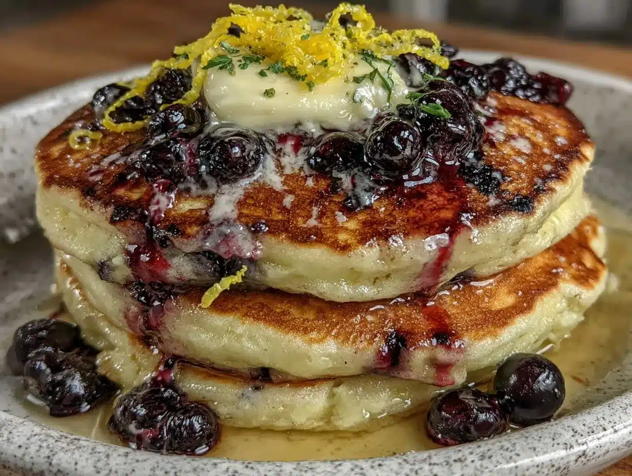 lemon blueberry ricotta pancakes preparation steps