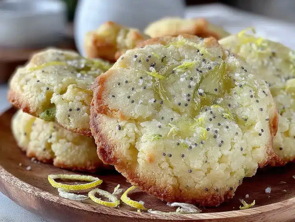 lemon poppy seed shortbread cookies - featured image