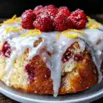 lemon raspberry poke cake - featured image