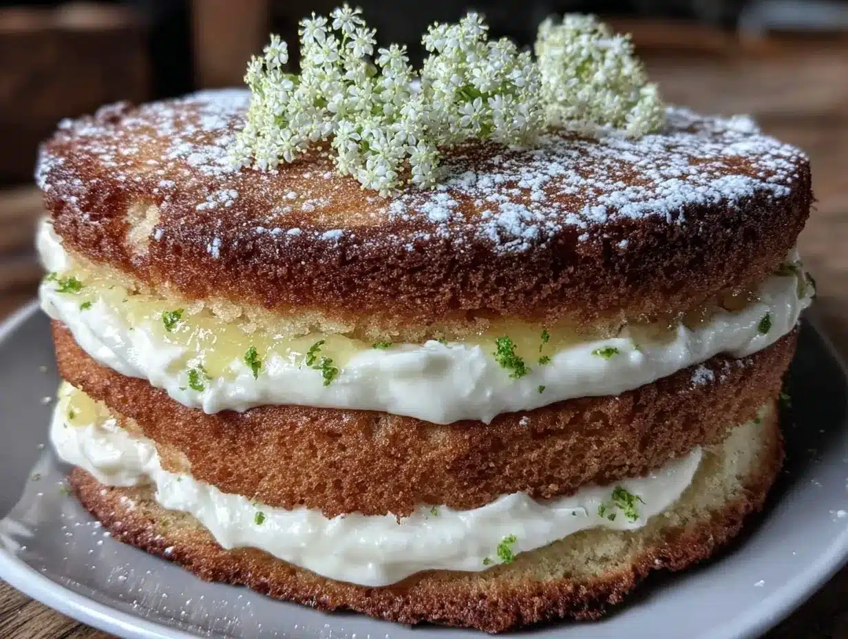 light lemon elderflower victoria sponge cake preparation steps