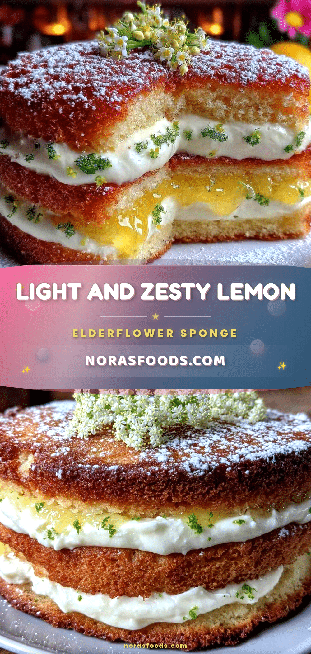 light lemon elderflower victoria sponge cake recipe