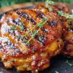 maple bourbon glazed grilled chicken thighs - featured image