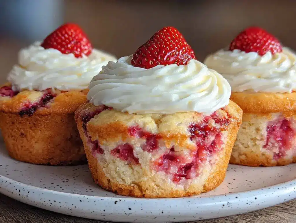 mini strawberry earthquake cupcakes - featured image