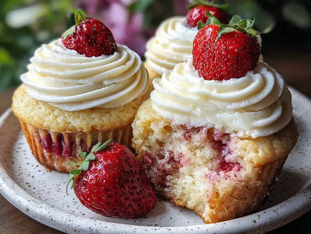 mini strawberry earthquake cupcakes preparation steps