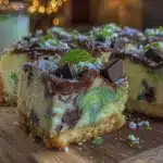 mint chocolate chip shamrock shake cheesecake bars - featured image