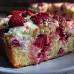 moist strawberry earthquake cake - featured image