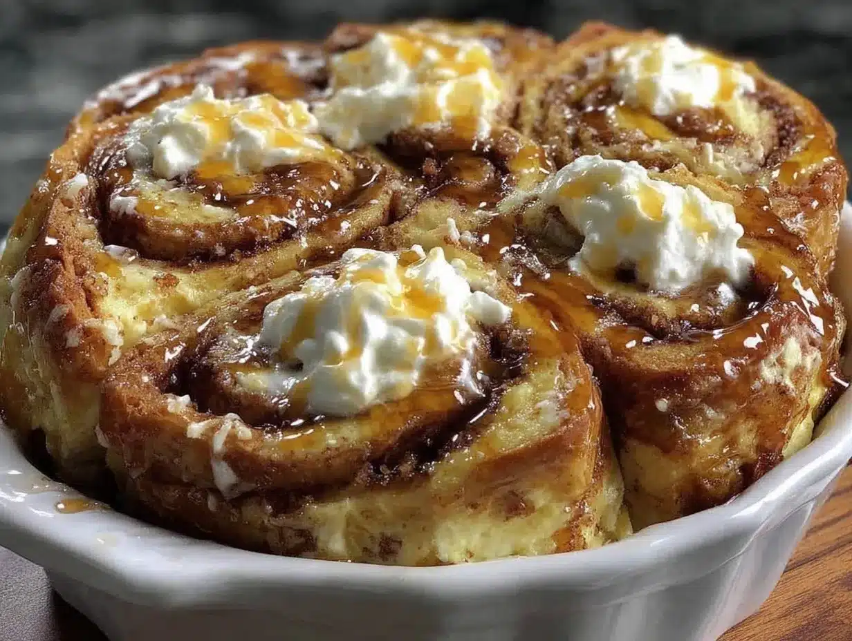 overnight cinnamon roll french toast bake preparation steps
