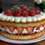 perfect strawberry champagne layer cake - featured image