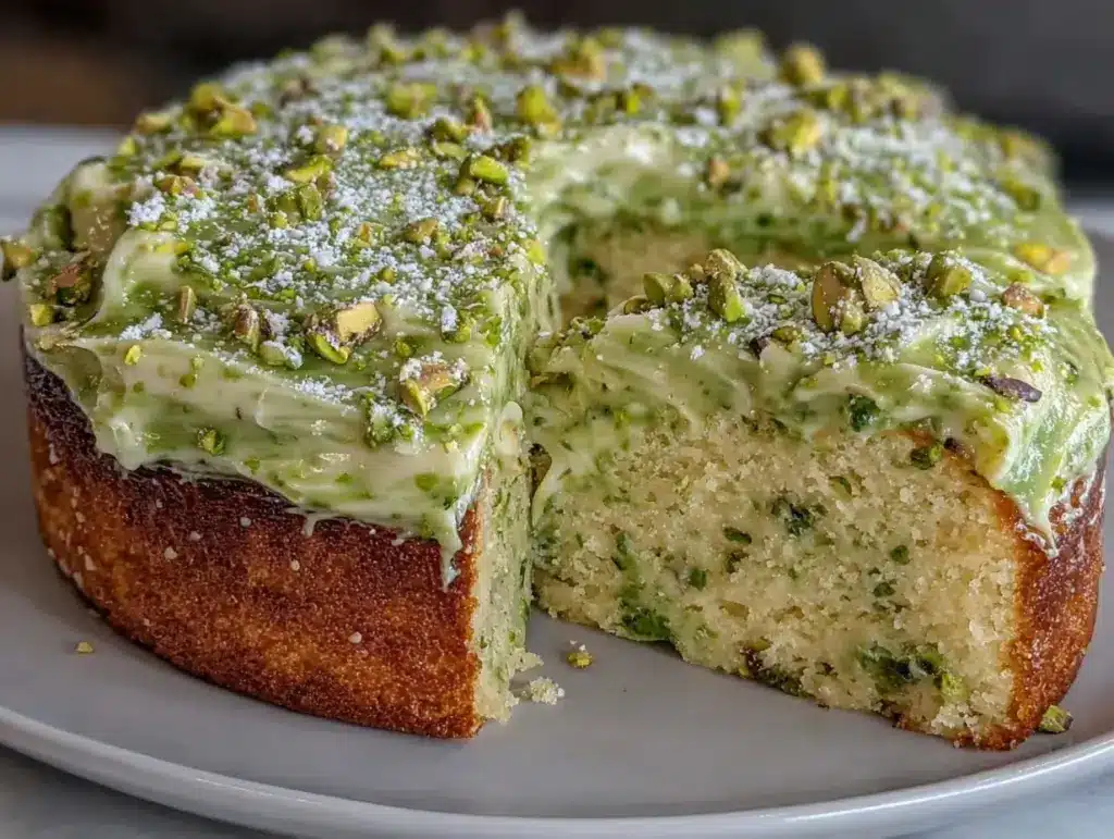 pistachio cream cheese dessert - featured image