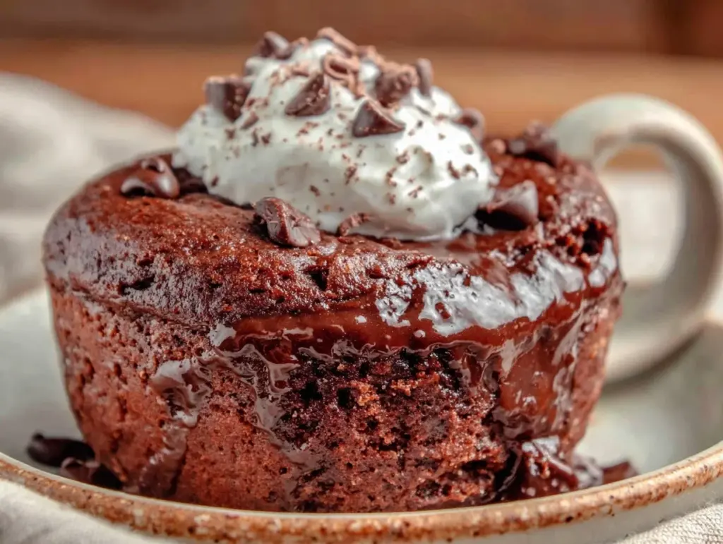 quick creamy protein chocolate mug cake - featured image