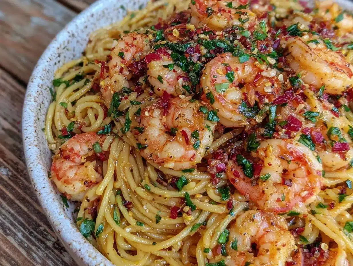 quick garlic butter shrimp pasta preparation steps
