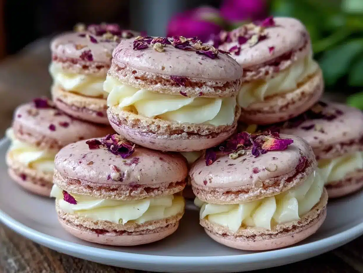 raspberry rose macarons preparation steps