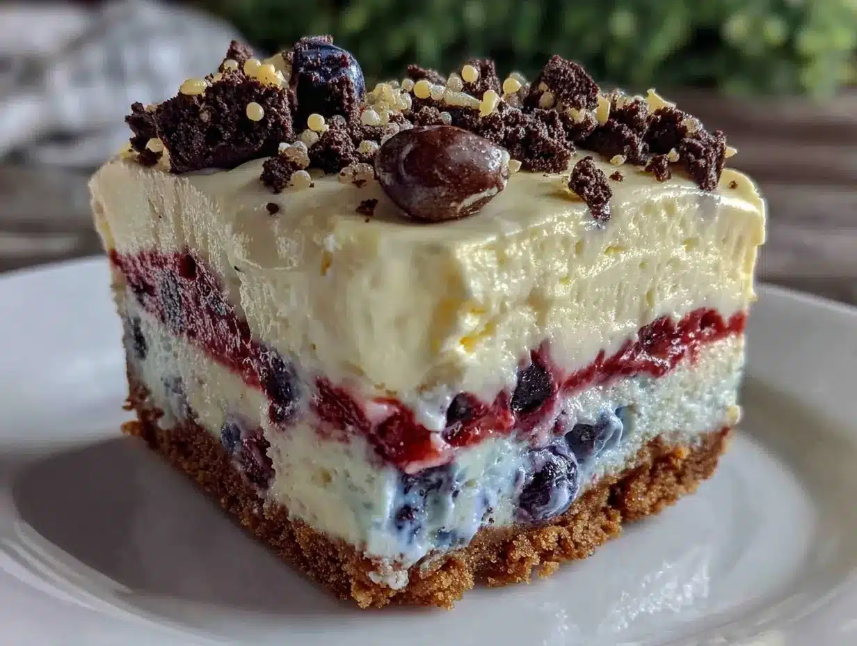 red white blue Oreo ice cream cake preparation steps