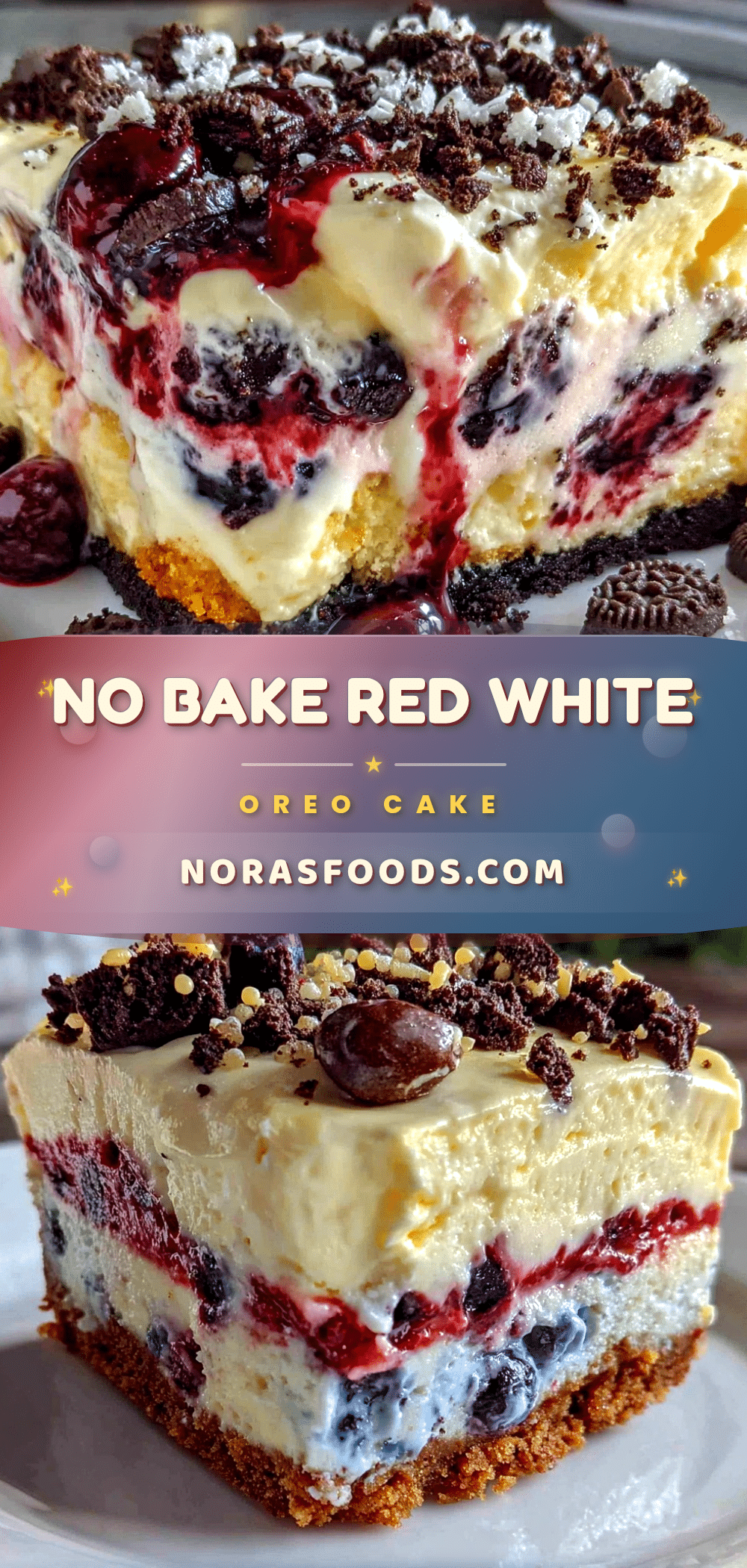 red white blue Oreo ice cream cake recipe