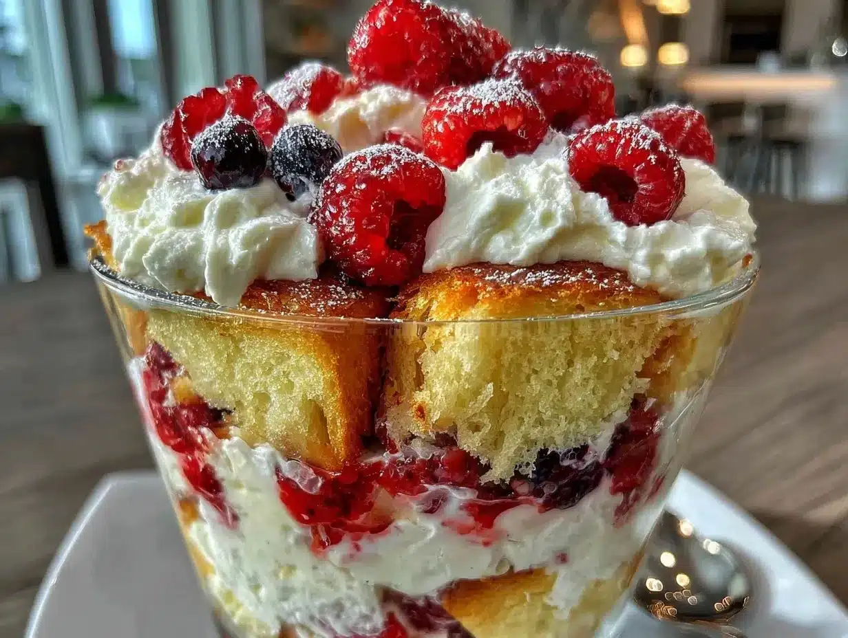 red white blueberry trifle preparation steps