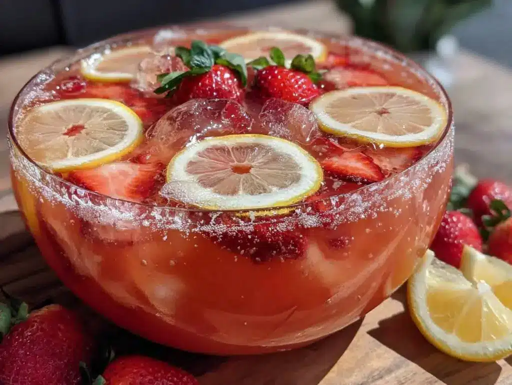 Refreshing Strawberry Lemonade Punch Bowl - featured image
