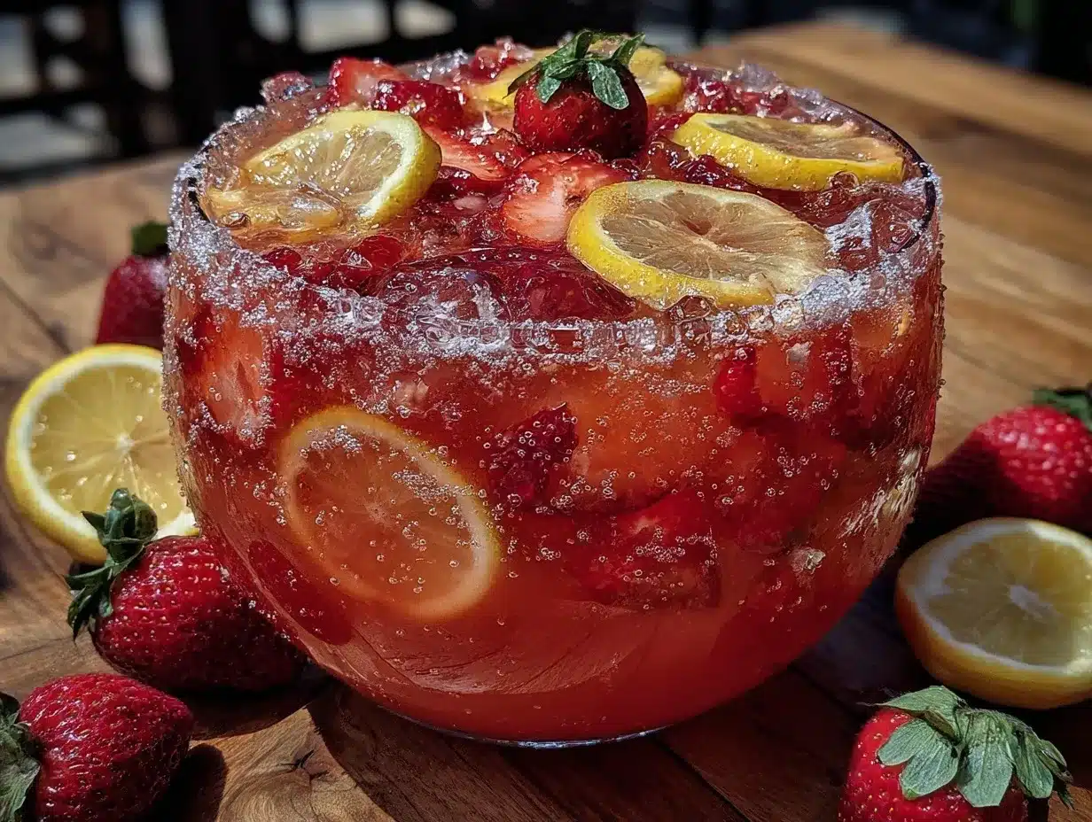 Refreshing Strawberry Lemonade Punch Bowl preparation steps