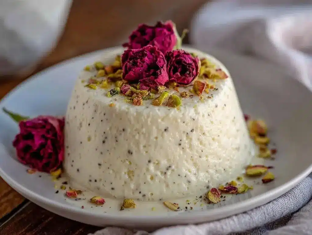 rose water vanilla bean panna cotta - featured image