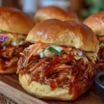 slow cooker BBQ pulled chicken sandwiches - featured image