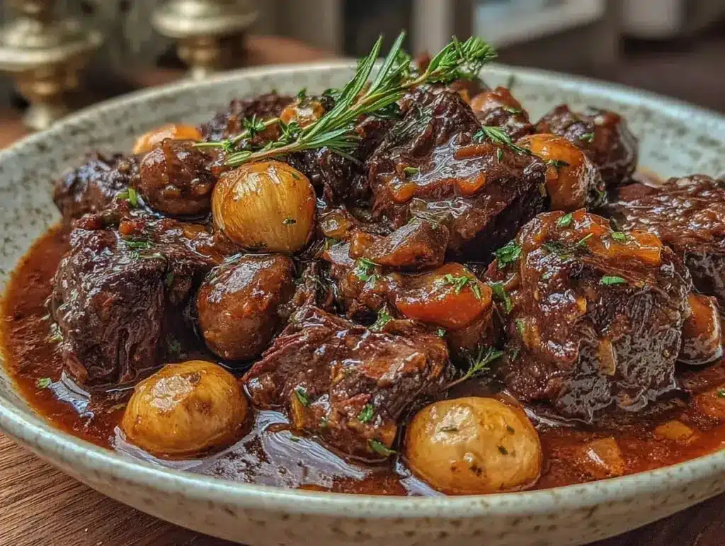 slow cooker beef bourguignon - featured image