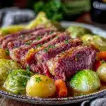 slow cooker corned beef and cabbage - featured image