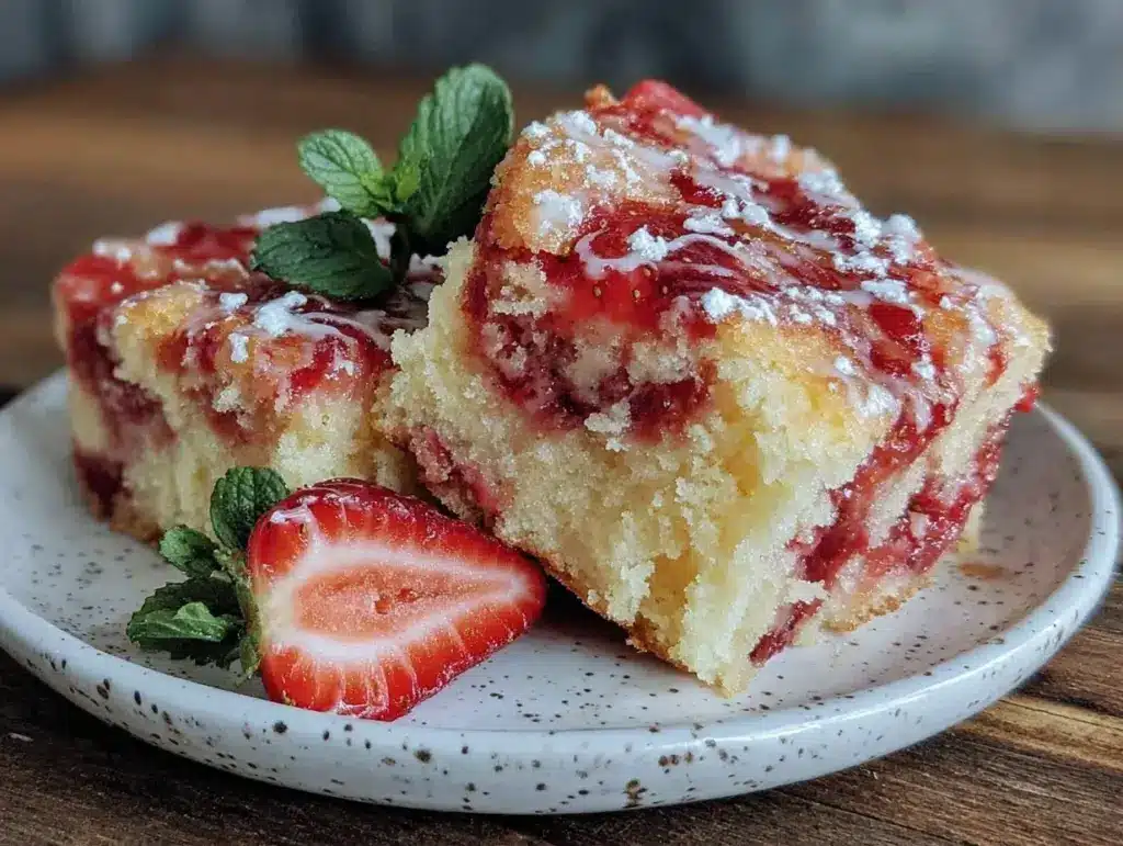 small batch strawberry earthquake cake - featured image
