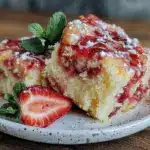 small batch strawberry earthquake cake - featured image