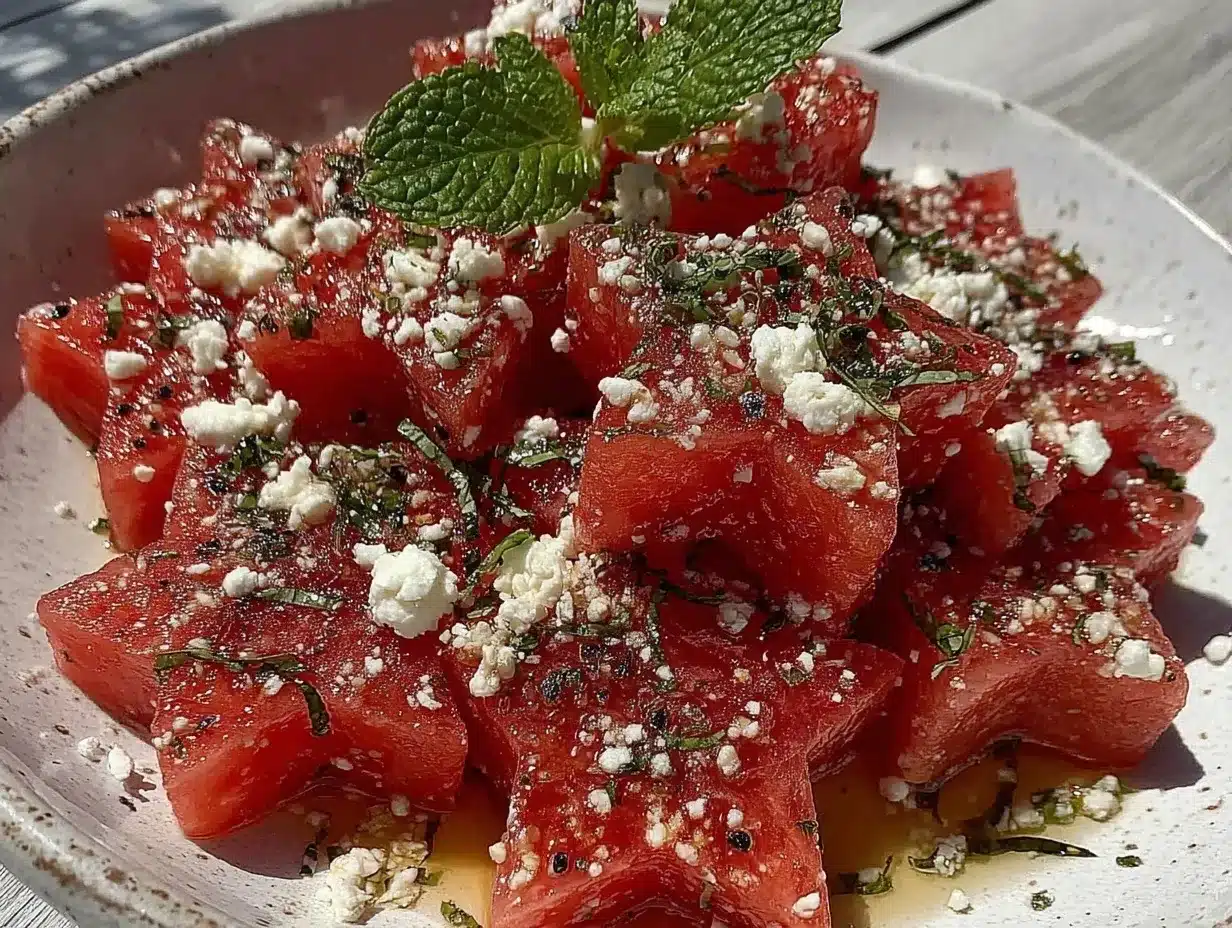 star shaped watermelon salad preparation steps