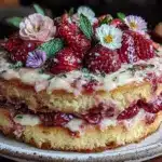 Strawberry Champagne Naked Cake - featured image