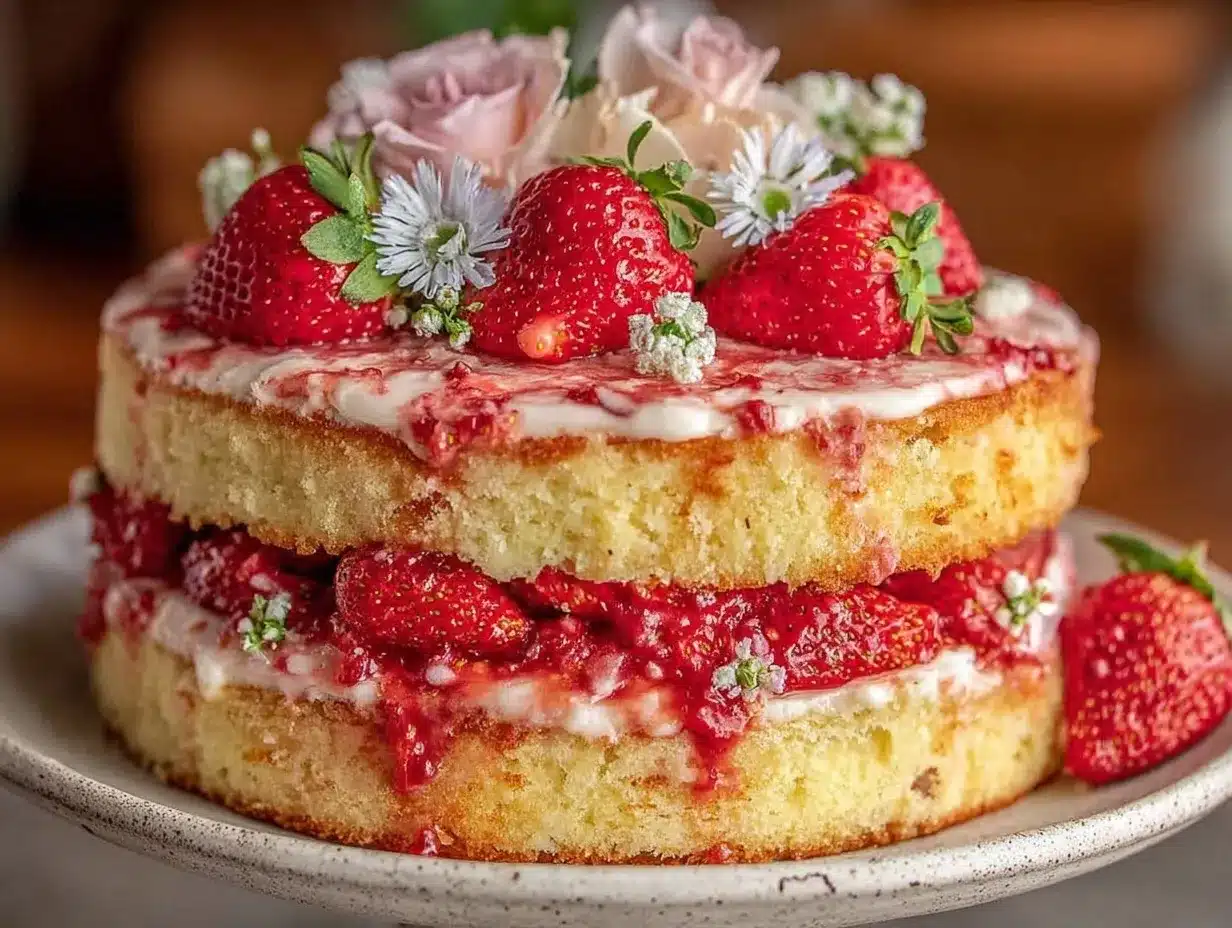 Strawberry Champagne Naked Cake preparation steps