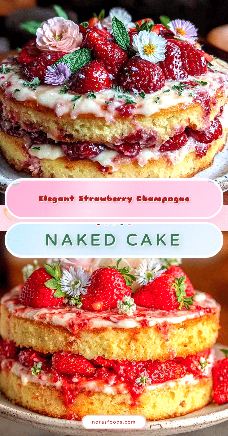 Strawberry Champagne Naked Cake recipe