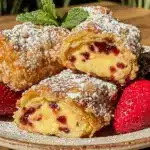strawberry cheesecake egg rolls - featured image
