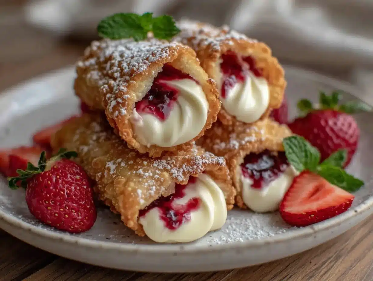 strawberry cheesecake egg rolls preparation steps