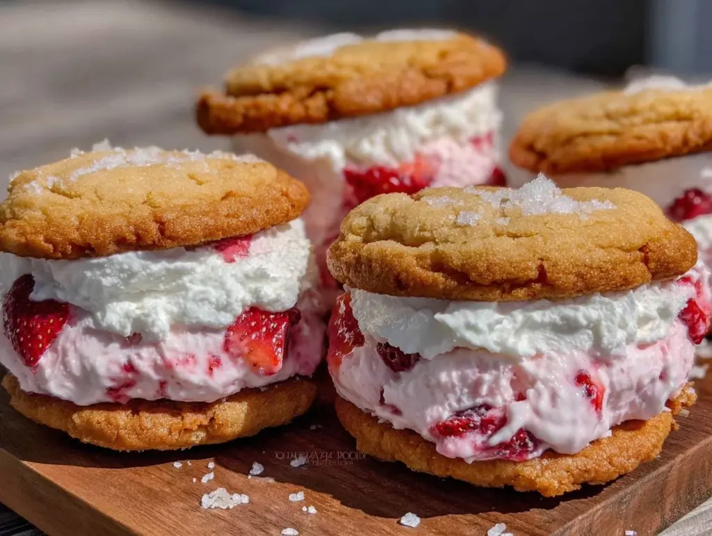 strawberry ice cream sandwich cookies - featured image