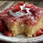 strawberry jello poke cake - featured image