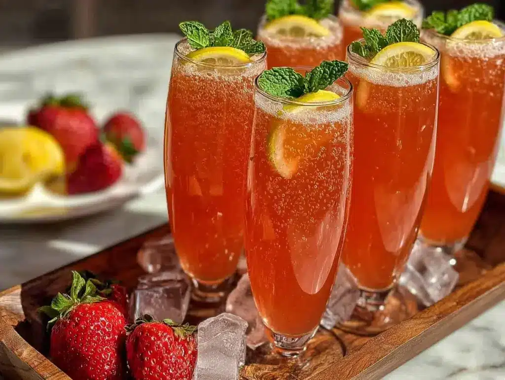 strawberry lemonade mimosa bar - featured image