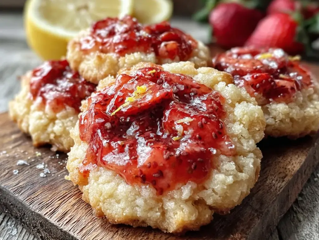 strawberry lemonade thumbprint cookies - featured image