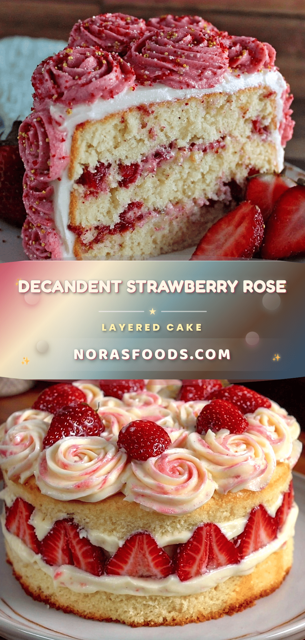 strawberry rose layered cake recipe