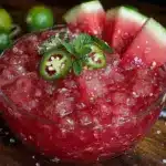 watermelon jalapeño margarita slushie punch bowl - featured image
