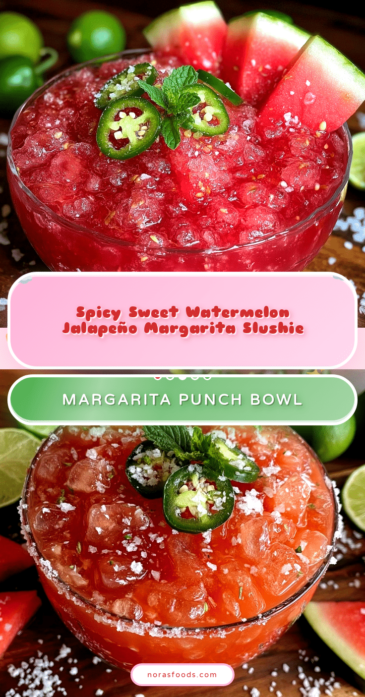watermelon jalapeño margarita slushie punch bowl recipe