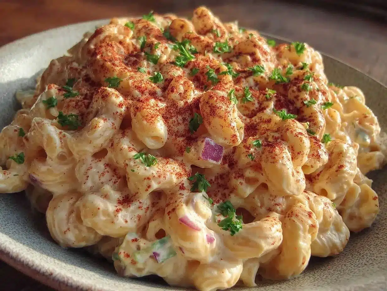 creamy classic macaroni salad with paprika preparation steps