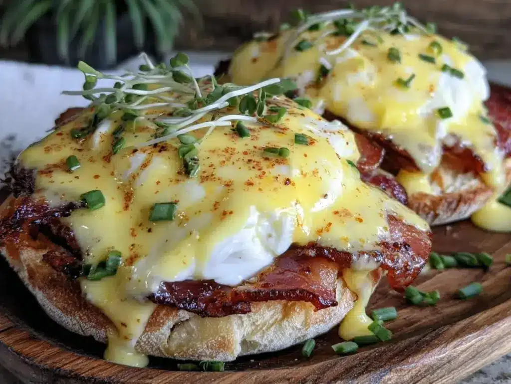 creamy eggs benedict recipe - featured image