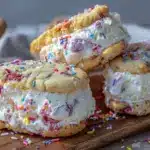 creamy homemade vanilla ice cream sandwiches - featured image