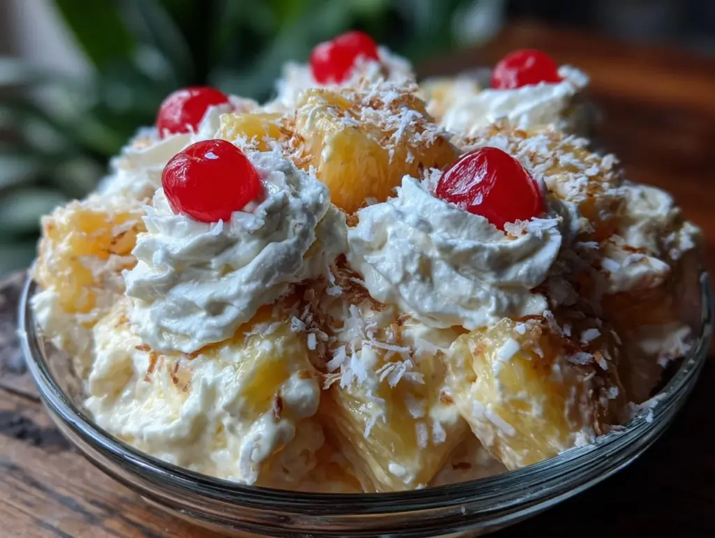 creamy old-fashioned ambrosia salad - featured image