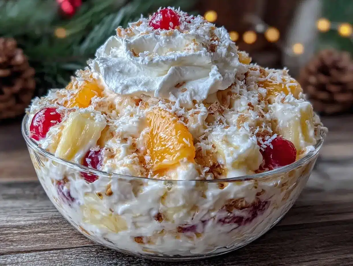 creamy old-fashioned ambrosia salad preparation steps