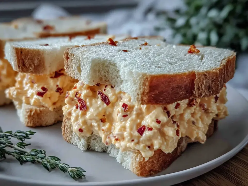 creamy pimento cheese tea sandwiches - featured image